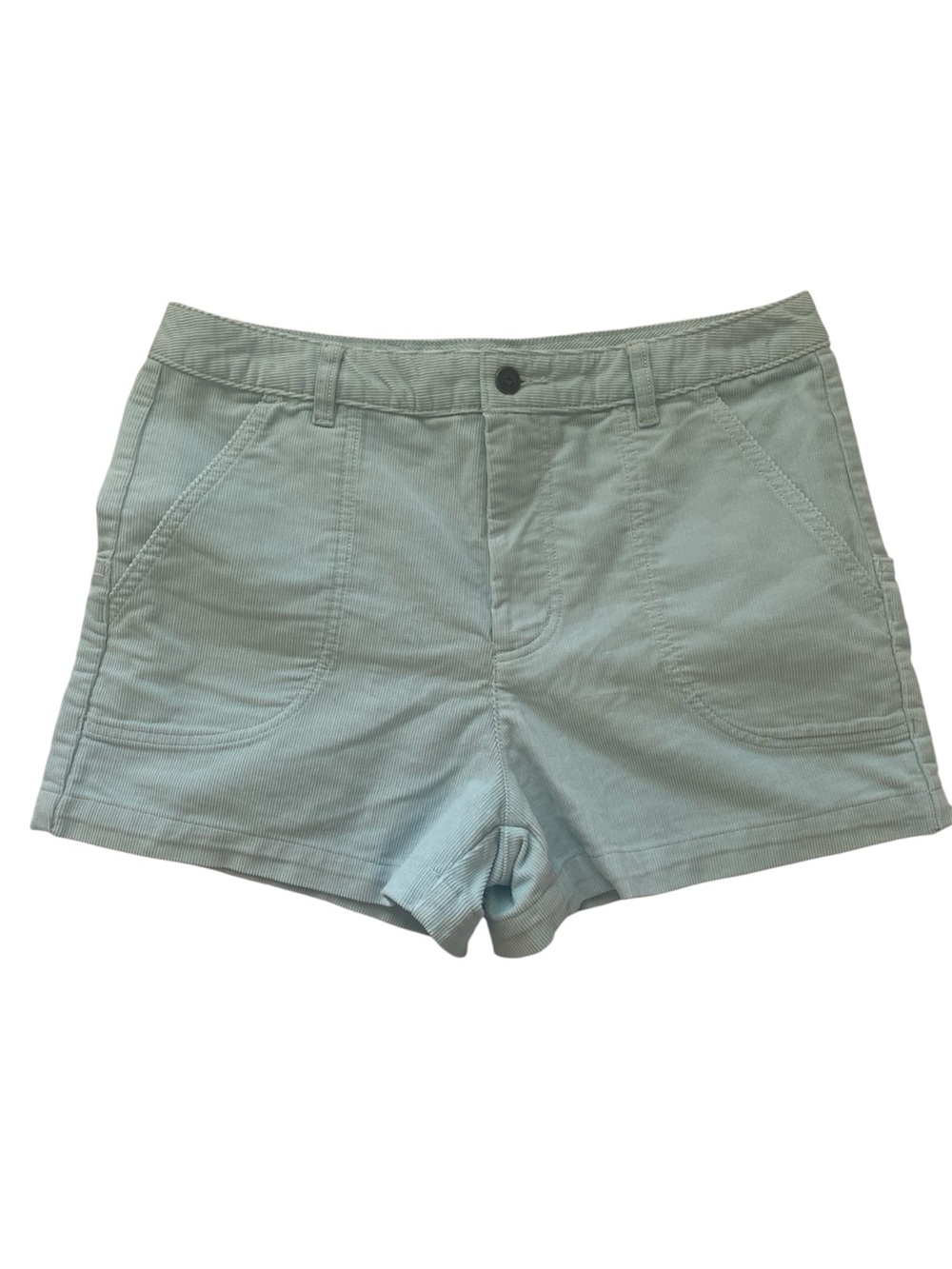 Patagonia Womens Light Blue Organic Cotton Stand Up Corduroy Shorts.